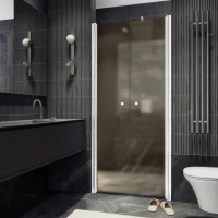 Душевая дверь в нишу Maybahglass MGD-428-1 120 см, профиль матовый белый, стекло бронза матовая