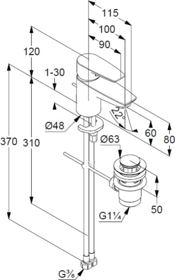 Смеситель для раковины Kludi Pure&Solid 343850575