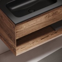 Мебель для ванной комнаты Sancos Marmi 1.0 100 L черная раковина, дуб чарльстон