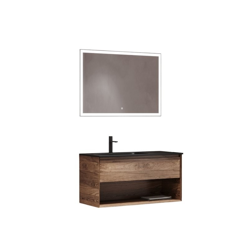Мебель для ванной комнаты Sancos Marmi 1.0 100 L черная раковина, дуб чарльстон