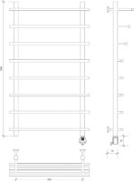 Полотенцесушитель электрический Secado Турин 6 105x55 см, подключение справа, глянцевый хром, лесенка, с полкой