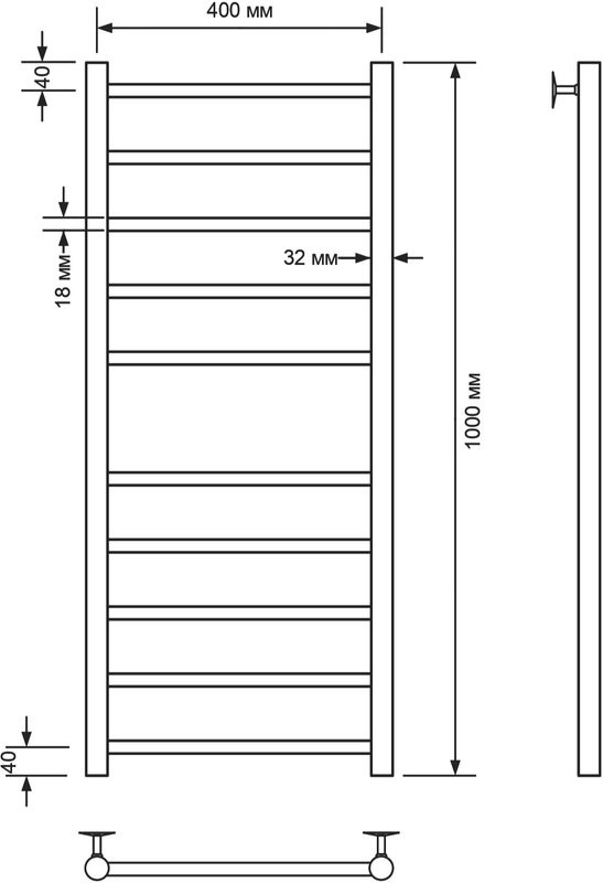 Полотенцесушитель водяной Comfysan Noumi W-10 100х40 100x45 см, матовый белый, лесенка