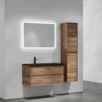 Тумба с раковиной Sancos Marmi 2.0 100 L черная раковина, дуб чарльстон