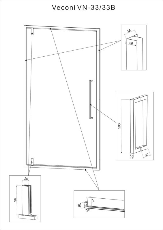 Душевая дверь в нишу Veconi Vianno VN33B-70-01-C7 70 см, профиль черный, стекло прозрачное