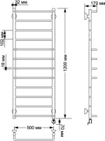 Полотенцесушитель электрический Secado Верона 1 125x55 см, подключение справа, бронза, лесенка, латунь