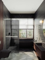 Душевая перегородка Maybahglass MGD-717-5ш 119 см, профиль хром матовый, стекло графит