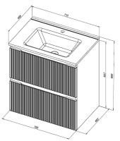 Тумба с раковиной Aquanet Джейн (Flat) 70 подвесная, маренго