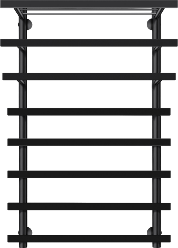 Полотенцесушитель водяной Secado Понтида 7 СП 100x60 см, матовый черный, лесенка, с полкой