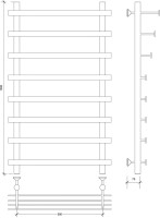 Полотенцесушитель водяной Secado Понтида 7 СП 100x60 см, матовый черный, лесенка, с полкой