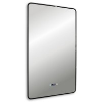 Зеркало Abber See AG6114SWHB 60х100 см, с подсветкой, с часами, черное
