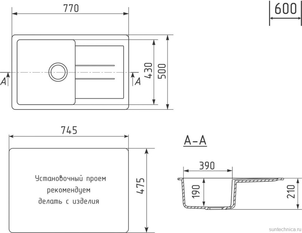 Мойка кухонная Mixline ML-GM31 антрацит