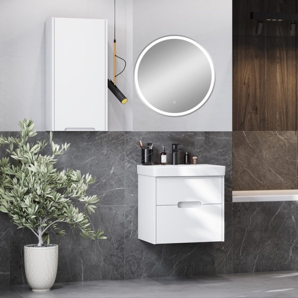 Мебель для ванной комнаты AQUATON Оливия 55 белая матовая, зеркало DIWO Ростов