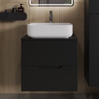 Тумба с раковиной Orange Line 60 подвесная, 2 ящика, матовая черная с раковиной B05-500W