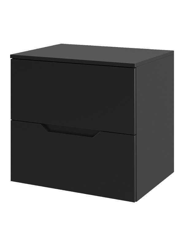 Тумба с раковиной Orange Line 60 подвесная, 2 ящика, матовая черная с раковиной B05-500W