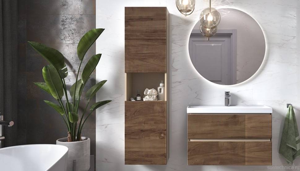 Шкаф-пенал для ванной Velvex Mondi 40 акация темная