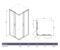 Душевой уголок Alex Baitler AB14100X1 100х100 см, профиль матовый хром, стекло прозрачное