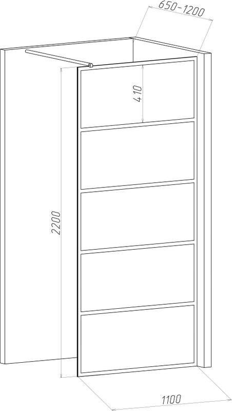 Душевая перегородка STWORKI Кронборг LOFT-GW- 110х220 110 см, профиль черный матовый