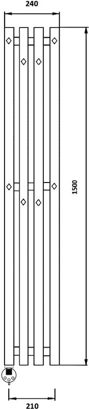 Полотенцесушитель электрический Secado Сандриго 4К 1500/210 150x25 см, подключение слева, матовый черный, I-образный