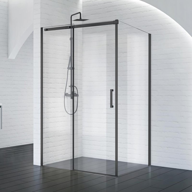 Душевой уголок BelBagno Acqua -AH-1-130/90-C-NERO профиль черный матовый