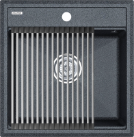 Мойка кухонная Paulmark Stepia + Step PM115051-DG+R375-BS графит