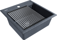 Мойка кухонная Paulmark Stepia + Step PM115051-DG+R375-BS графит