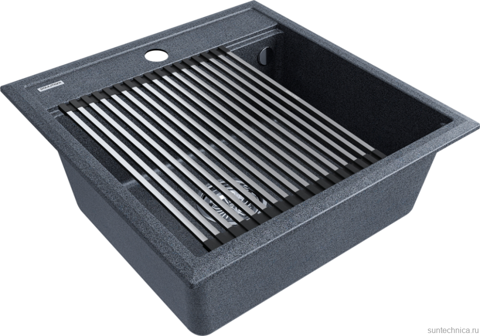 Мойка кухонная Paulmark Stepia + Step PM115051-DG+R375-BS графит