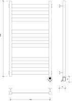 Полотенцесушитель электрический Secado Комано 3 R 105x55 см, подключение справа, хром, лесенка