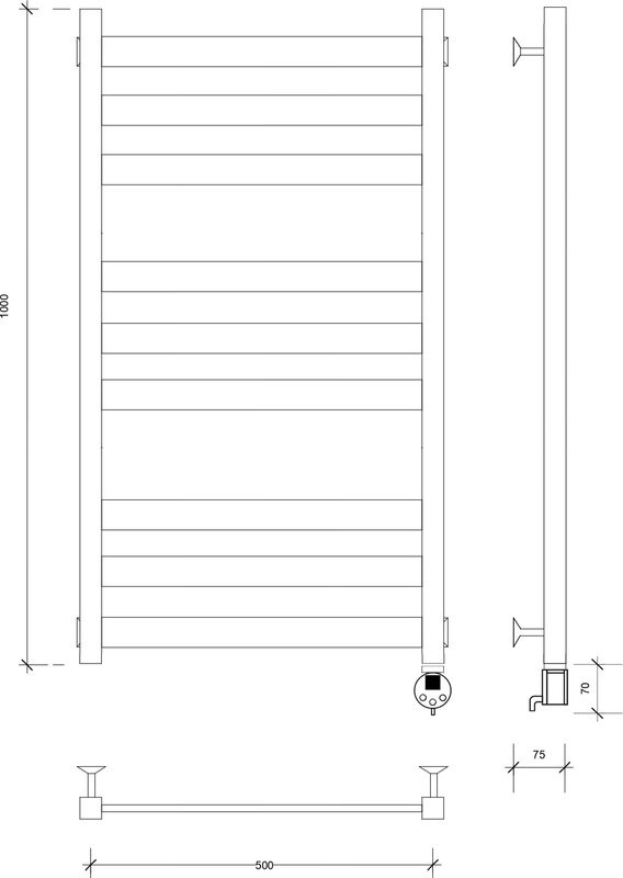 Полотенцесушитель электрический Secado Комано 3 R 105x55 см, подключение справа, хром, лесенка