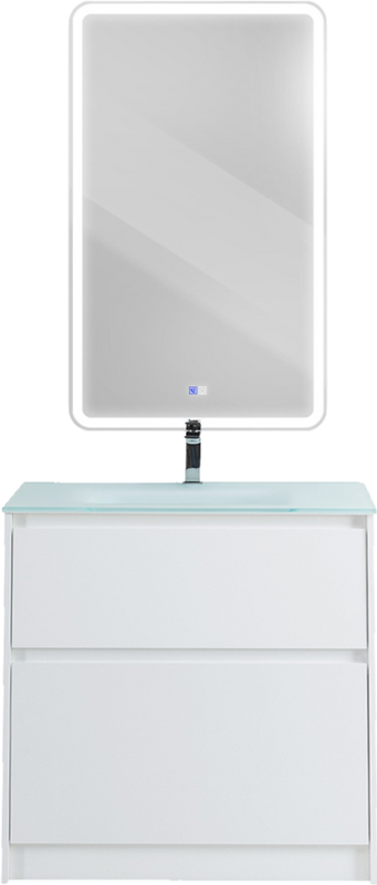Мебель для ванной комнаты BelBagno Kraft 80 напольная, bianco opaco, раковина BB810/465-LV-VTR-BO