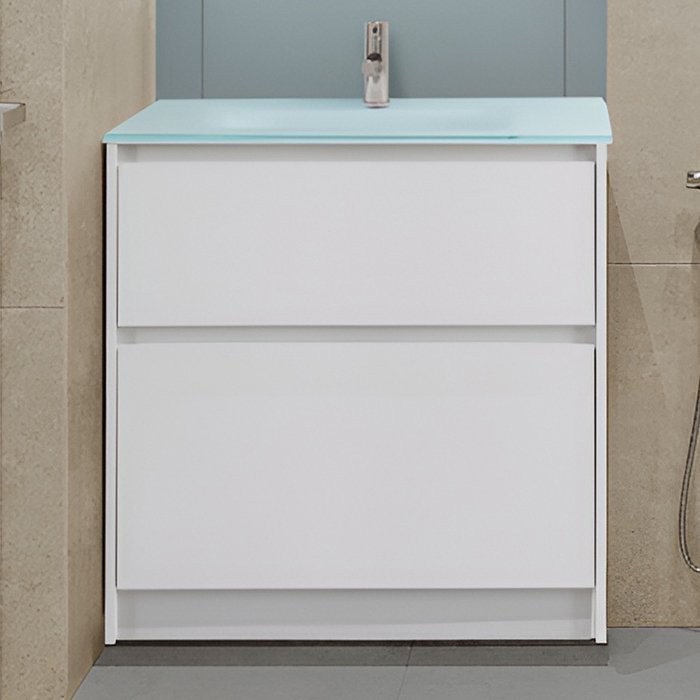 Мебель для ванной комнаты BelBagno Kraft 80 напольная, bianco opaco, раковина BB810/465-LV-VTR-BO