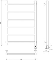 Полотенцесушитель электрический Secado Триада 1 80х50 85x55 см, подключение справа, золотой глянцевый, лесенка