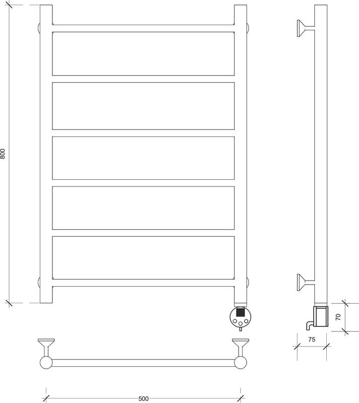 Полотенцесушитель электрический Secado Триада 1 80х50 85x55 см, подключение справа, золотой глянцевый, лесенка