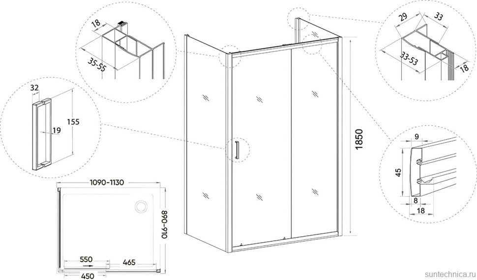Душевой уголок Veconi Rovigo RV-046 110x90