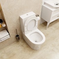 Унитаз-компакт напольный Ceruttispa Santa 8916 безободковый, с микролифтом, белый глянцевый