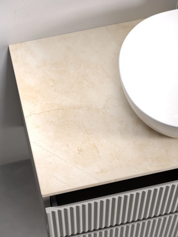 Тумба под раковину со столешницей Sancos Snob R 80 beige soft, столешница бежевая, с отв. под смеситель