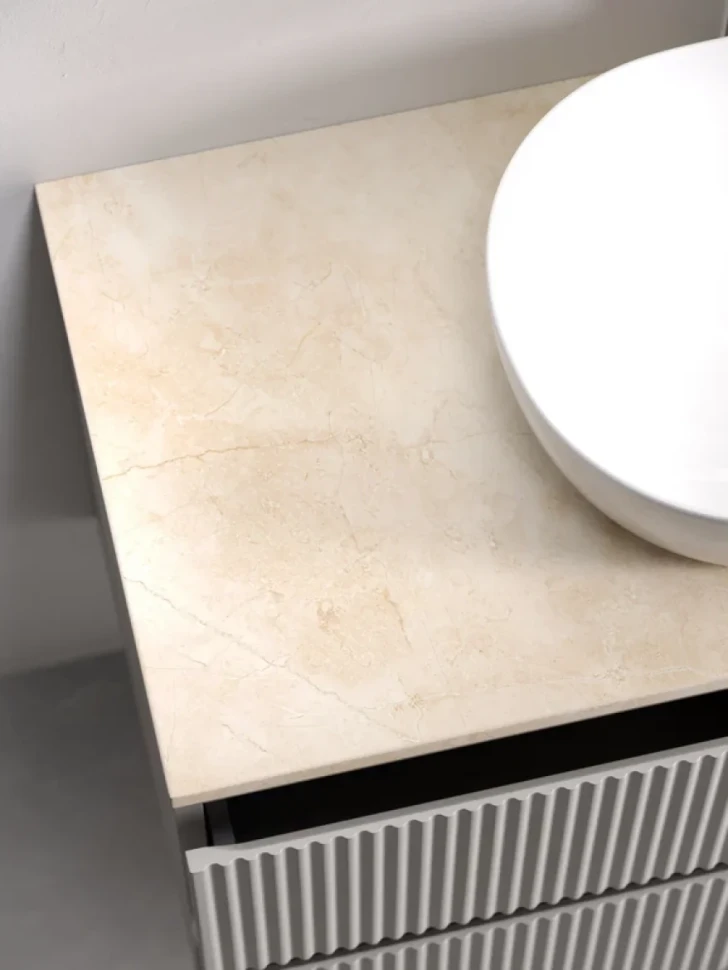 Тумба под раковину со столешницей Sancos Snob R 80 beige soft, столешница бежевая, с отв. под смеситель