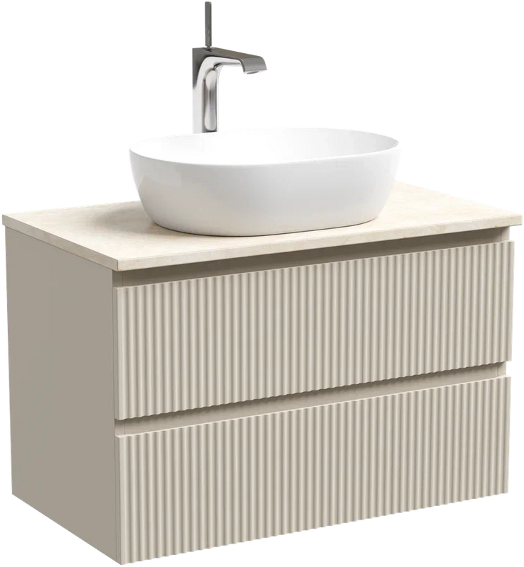 Тумба под раковину со столешницей Sancos Snob R 80 beige soft, столешница бежевая, с отв. под смеситель