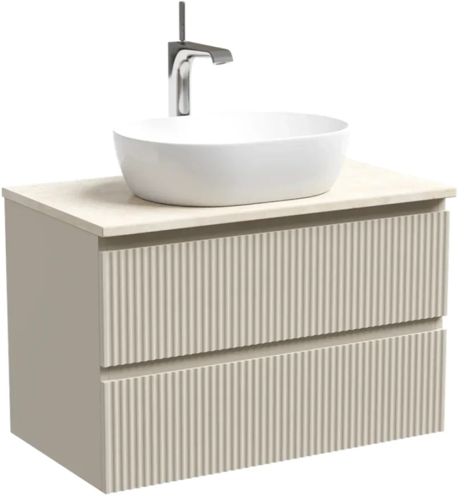 Тумба под раковину со столешницей Sancos Snob R 80 beige soft, столешница бежевая, с отв. под смеситель