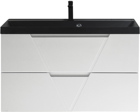 Тумба с раковиной BelBagno Vittoria 100 подвесная, bianco opaco, черная матовая раковина