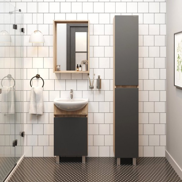 Мебель для ванной комнаты Onika Милтон 45 напольная, серая, дуб сонома