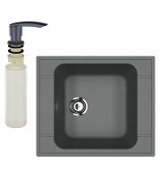 Мойка кухонная Ulgran U-604 343 антрацит + дозатор U-02 антрацит