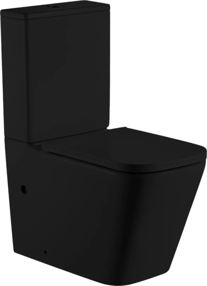 Унитаз-компакт напольный SantiLine SL-5028MB безободковый, с микролифтом, система смыва Tornado