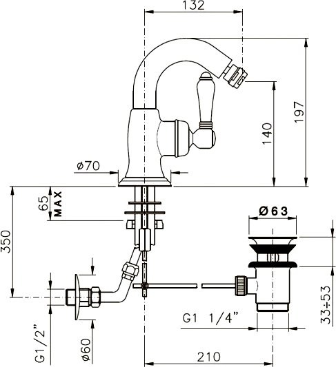 Смеситель для биде Nicolazzi Cinquanta 3455CR75C хром