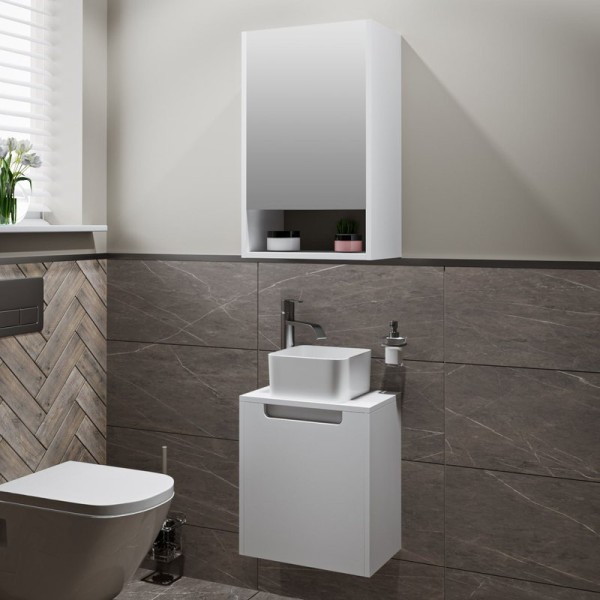 Мебель для ванной комнаты Runo Бари Микра 40 белая, раковина Uno 25