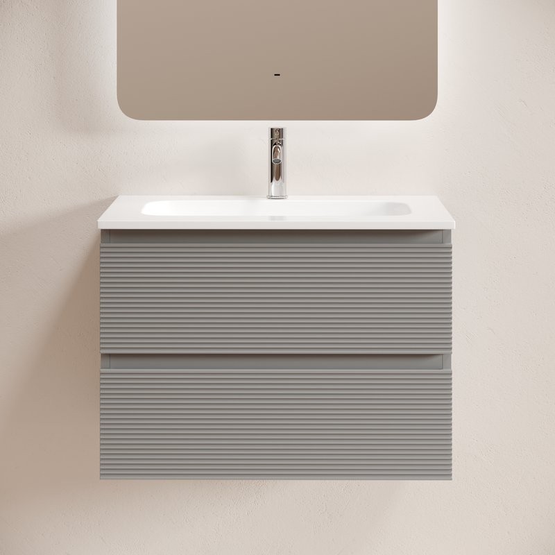 Тумба с раковиной Sancos Folk 70 2я подвесная, ergraut soft, раковина CN7031