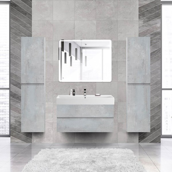 Мебель для ванной комнаты Cezares Molveno 46 100 beton, с раковиной Cezares CZR-MIL-100-LVB