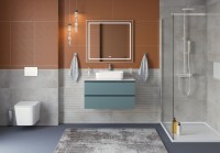 Тумба под раковину со столешницей BelBagno Kraft 80 подвесная, матовая голубая, столешница kep-80-bo