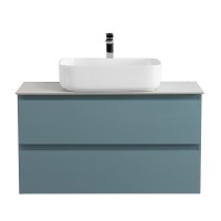 Тумба под раковину со столешницей BelBagno Kraft 80 подвесная, матовая голубая, столешница kep-80-bo