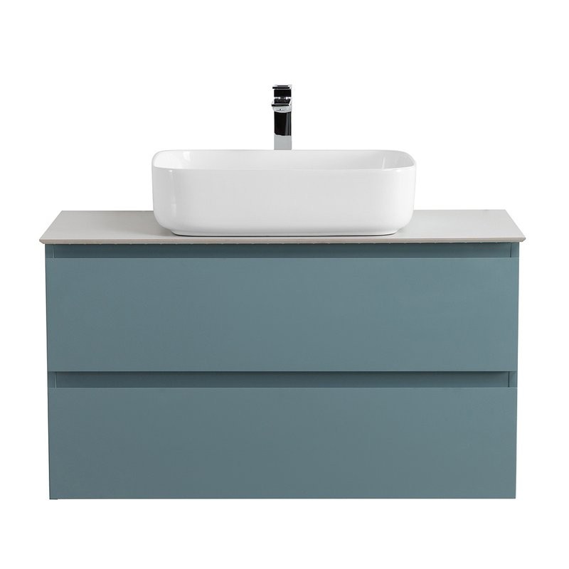 Тумба под раковину со столешницей BelBagno Kraft 80 подвесная, матовая голубая, столешница kep-80-bo