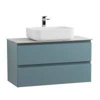 Тумба под раковину со столешницей BelBagno Kraft 80 подвесная, матовая голубая, столешница kep-80-bo